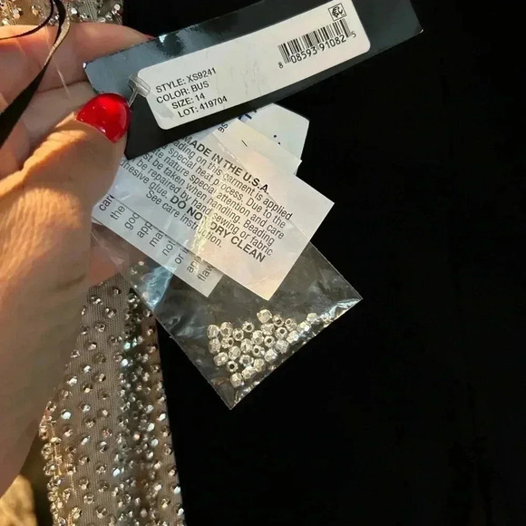 Xscape Madison long jersey knit caviar beaded sides dress - Picture 3 of 8